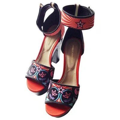 Pre-owned Nicholas Kirkwood Printed Satin Platform Sandals In Multicolour