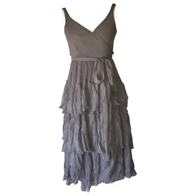 Pre-owned Burberry Silk-chiffon Wrap Dress In Grey