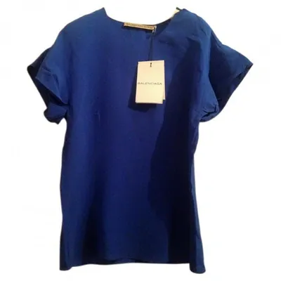 Pre-owned Balenciaga Silk Blouse In Blue