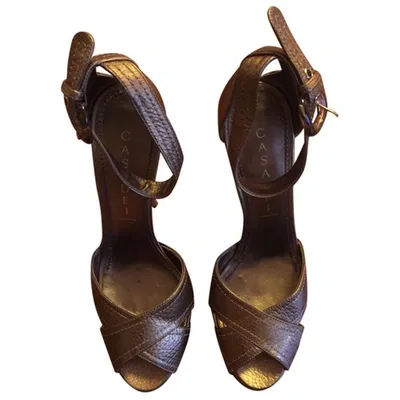 Pre-owned Casadei Leather Copper Color Heels In Other