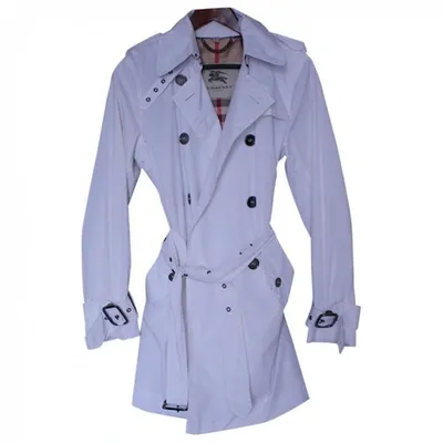 Pre-owned Burberry Trench Coat In White