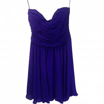 Pre-owned Halston Heritage Silk Mini Dress In Purple