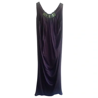 Pre-owned Vera Wang Silk Maxi Dress In Purple