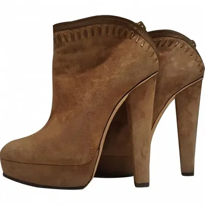 Pre-owned Jimmy Choo Botines De Ante Color Camel