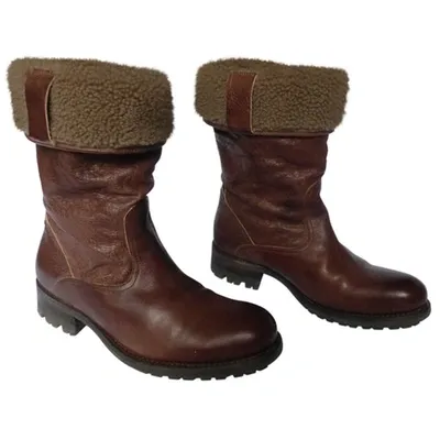 Pre-owned Ndc Leather Snow Boots In Brown