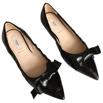 Pre-owned Prada Leather Ballet Slippers In Black