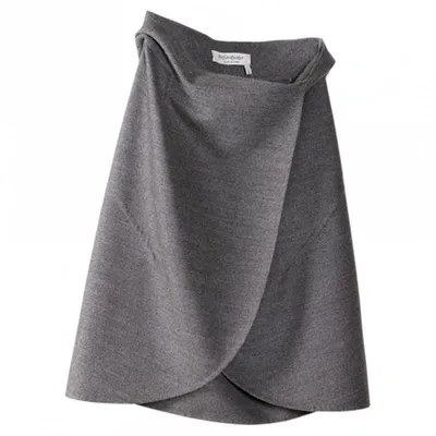 Pre-owned Saint Laurent Wool Mid-length Skirt In Grey