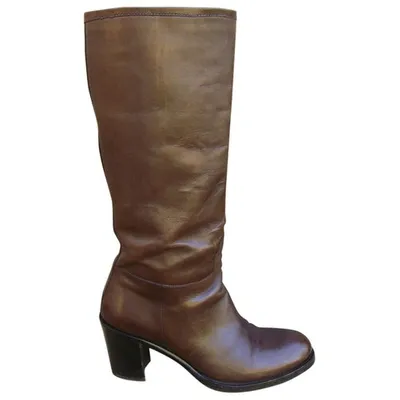 Pre-owned Prada Leather Boots In Brown