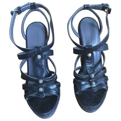 Pre-owned Balenciaga Leather Sandals In Black