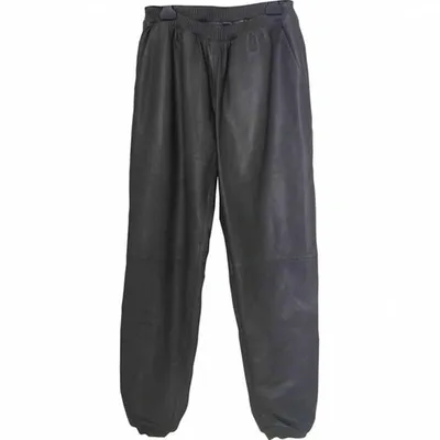 Pre-owned Muubaa Leather Trousers In Grey