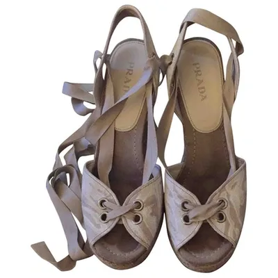 Pre-owned Prada Cloth Sandals In Beige