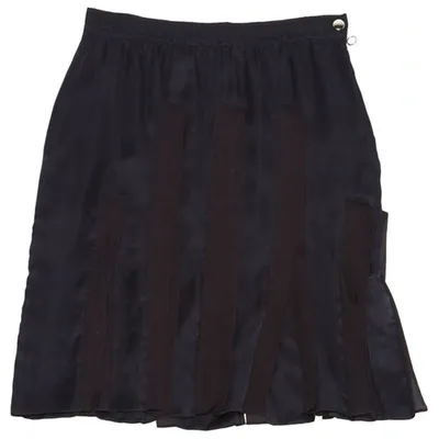 Pre-owned Lanvin Silk Mid-length Skirt In Navy