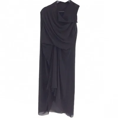 Pre-owned Rick Owens Silk Mid-length Dress In Black