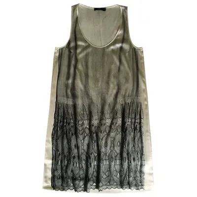 Pre-owned Markus Lupfer Silk Mid-length Dress In Ecru