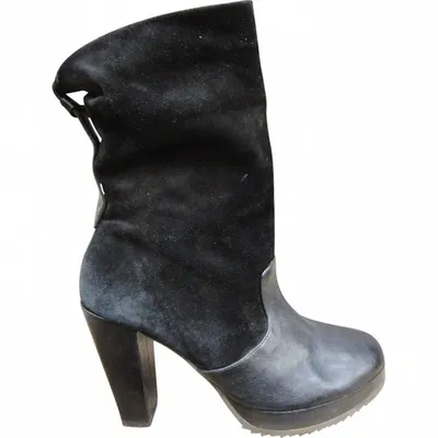 Pre-owned Robert Clergerie Leather Ankle Boots In Black