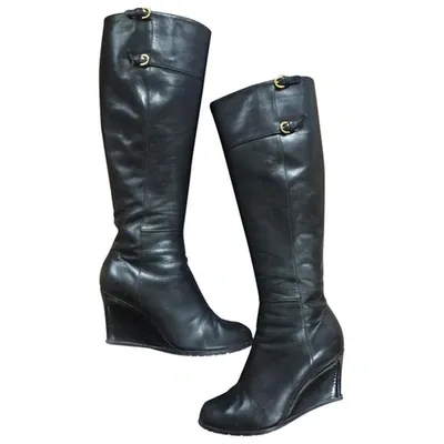 Pre-owned Sergio Rossi Leather Boots In Black