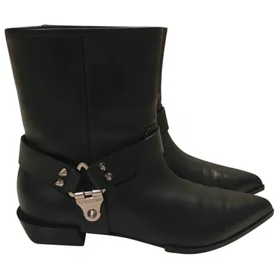 Pre-owned Sergio Rossi Leather Ankle Boots In Black