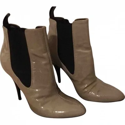 Pre-owned Giuseppe Zanotti Patent Leather Ankle Boots In Beige