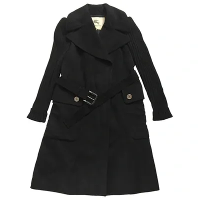 Pre-owned Burberry Wool Coat In Black