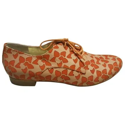 Pre-owned Rupert Sanderson Leather Flats In Orange