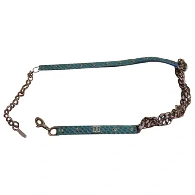 Pre-owned Dolce & Gabbana Leather Belt In Turquoise