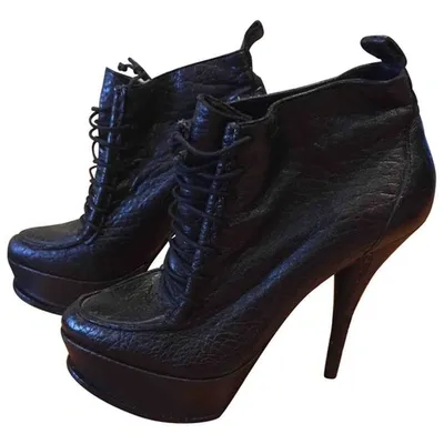 Pre-owned Elizabeth And James Leather Lace Up Boots In Black