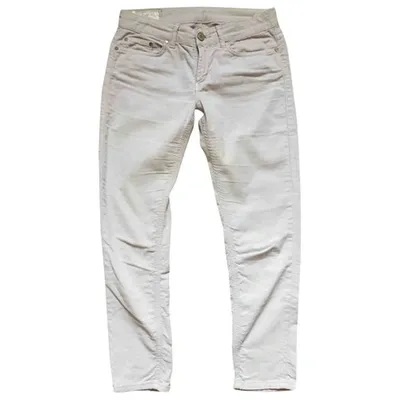 Pre-owned Dondup Velvet Slim Pants In Beige