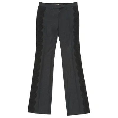 Pre-owned Roberto Cavalli Wool Straight Pants In Anthracite