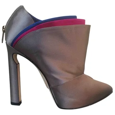 Pre-owned Jimmy Choo Cloth Ankle Boots In Grey