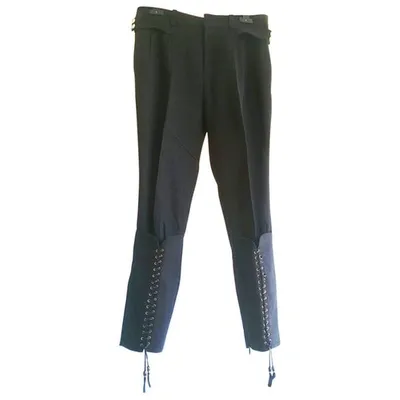 Pre-owned Gucci Linen Trousers In Blue