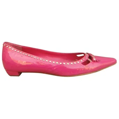 Pre-owned Prada Patent Leather Ballet Flats In Pink