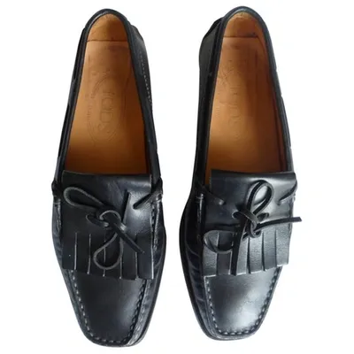 Pre-owned Tod's Leather Flats In Black