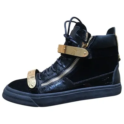 Pre-owned Giuseppe Zanotti Velvet Trainers In Black