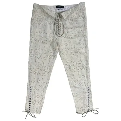 Pre-owned Isabel Marant Slim Jeans In Ecru