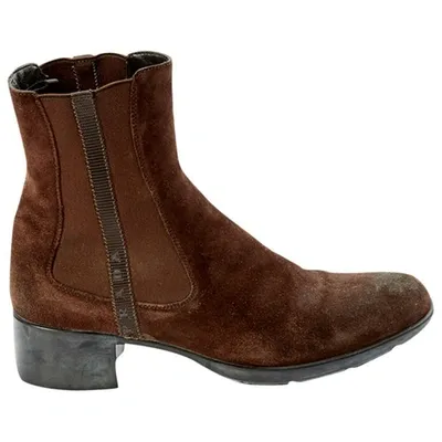 Pre-owned Prada Ankle Boots In Brown