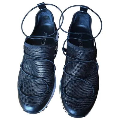 Pre-owned Jimmy Choo Cloth Trainers In Black