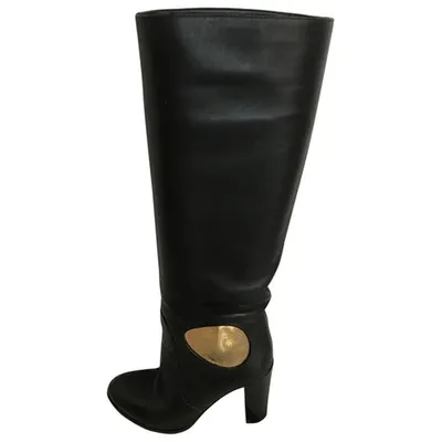 Pre-owned Sergio Rossi Leather Boots In Black