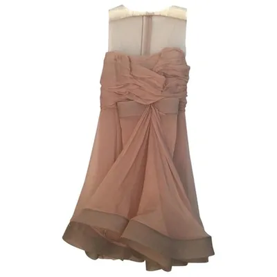 Pre-owned Valentino Silk Mid-length Dress In Beige