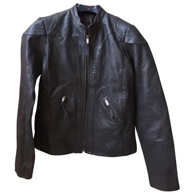 Pre-owned Comptoir Des Cotonniers Leather Jacket In Grey