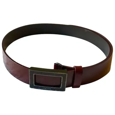 Pre-owned Prada Leather Belt In Burgundy