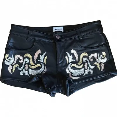 Pre-owned American Retro Leather Mini Short In Black