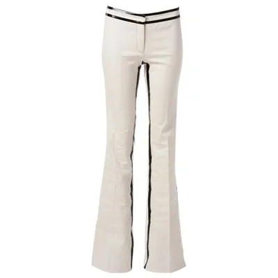 Pre-owned Derek Lam Linen Straight Pants In Ecru