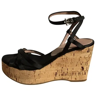 Pre-owned Prada Cloth Sandals In Black