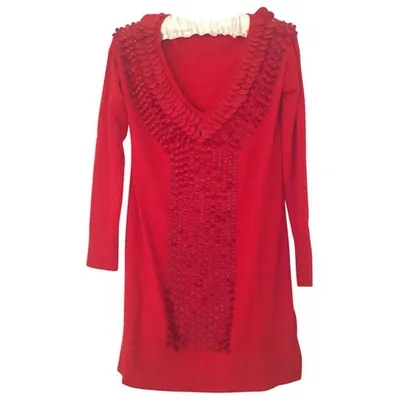 Pre-owned Matthew Williamson Wool Mini Dress In Red