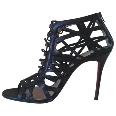 Pre-owned Christian Louboutin Leather Sandals In Black