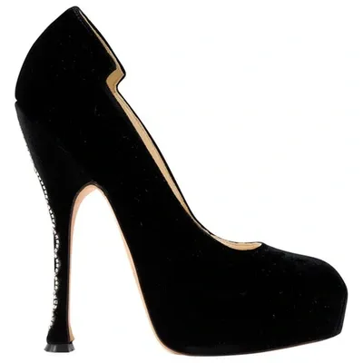 Pre-owned Brian Atwood Velvet Heels In Black