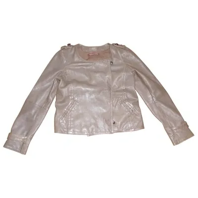 Pre-owned Comptoir Des Cotonniers Leather Biker Jacket In Brown