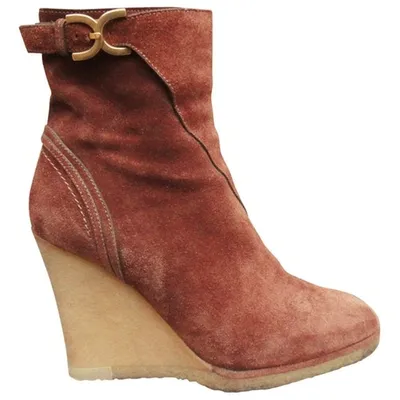 Pre-owned Chloé Ankle Boots In Camel