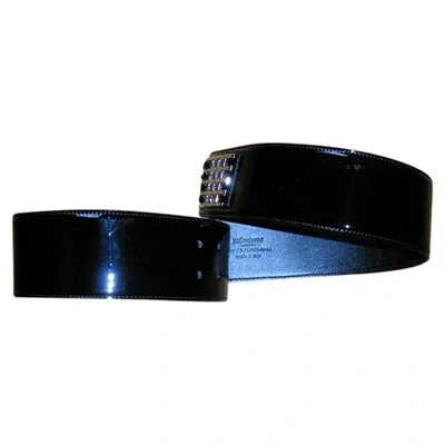 Pre-owned Saint Laurent Patent Leather Belt In Black