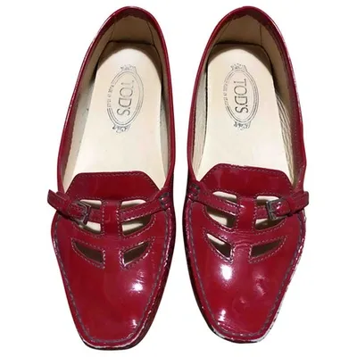 Pre-owned Tod's Patent Leather Flats In Red